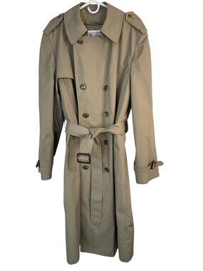 VTG 70s London Fog Mens Beige Trench Coat With Removable Wool Liner 44L USA EUC